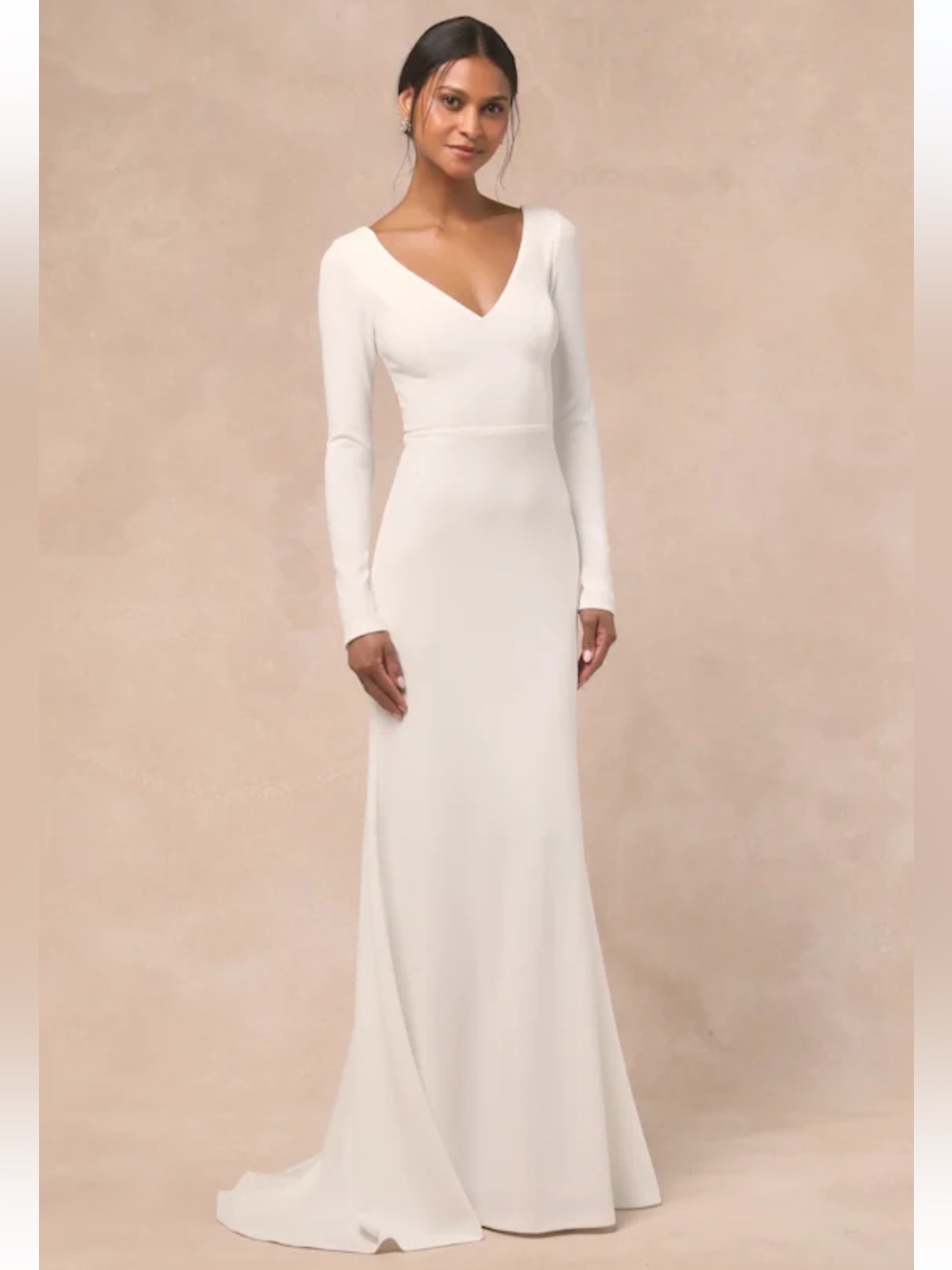 NWT Lulus Feeling of Forever White Long Sleeve Mermaid Maxi Dress - Picture 1 of 11